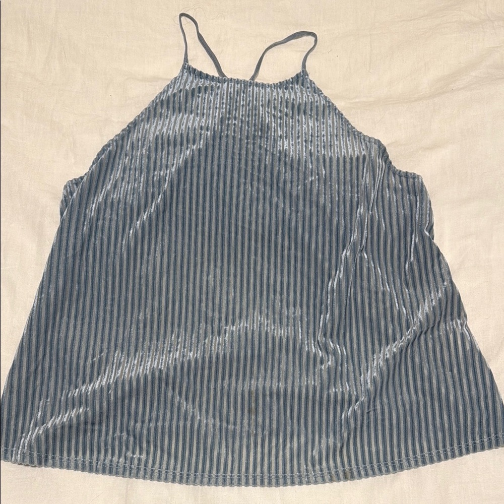 Soprano racerback blue velvet stripe tank